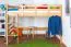 Hochbett für Kinder 120 x 200 cm | Massivholz: Buche | Natur Lackiert | umbaubar in Einzelbett | Premium-Qualität | inkl. Rollrost Abbildung