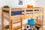Hochbett für Kinderzimmer 90 x 190 cm | Massivholz: Buche | Natur Lackiert | umbaubar in Einzelbett | Premium-Qualität | inkl. Rollrost Abbildung