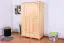 Kleiderschrank | 3 Drehtüren | 2 Schubladen | 4 Fächer | mit Kleiderstange | 123 cm breit | Massivholz | Farbe: Natur Abbildung