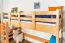 Hochbett für Kinderzimmer 90 x 190 cm | Massivholz: Buche | Natur Lackiert | umbaubar in Einzelbett | Premium-Qualität | inkl. Rollrost Abbildung