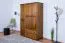 Kleiderschrank | 3 Drehtüren | 2 Schubladen | 5 Fächer | mit Kleiderstange | 135 cm breit | Massivholz | Farbe: Eiche Rustikal Abbildung