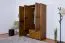 Kleiderschrank | 3 Drehtüren | 2 Schubladen | 5 Fächer | mit Kleiderstange | 135 cm breit | Massivholz | Farbe: Eiche Rustikal Abbildung
