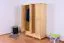 Kleiderschrank | 3 Drehtüren | 2 Schubladen | 4 Fächer | mit Kleiderstange | 123 cm breit | Massivholz | Farbe: Natur Abbildung