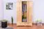 Kleiderschrank | 3 Drehtüren | 2 Schubladen | 4 Fächer | mit Kleiderstange | 123 cm breit | Massivholz | Farbe: Natur Abbildung