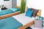 Etagenbett + Bettkasten für Jugendliche 90 x 200 cm | Massivholz: Buche | Natur Lackiert | umbaubar in 2 Einzelbetten | inkl. Bettkasten | inkl. Rollroste Abbildung