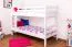 Stockbett für Jugendliche 90 x 200 cm | Massivholz: Buche | Weiß Lackiert | umbaubar in 2 Einzelbetten | inkl. Rollroste Abbildung