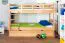 Etagenbett + Ausziehbett für Kinder 90 x 200 cm | Massivholz: Buche | Natur Lackiert | inkl. Stauraum/Ausziehbett | umbaubar in 2 Einzelbetten | inkl. Rollroste Abbildung