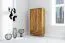 Kleiderschrank | 2 Drehtüren | 6 Fächer | 2 Schubladen | mit Kleiderstange | 90 cm breit | Massivholz | Farbe: Natur Abbildung