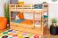 Stockbett + Bettkasten für Jugendliche 90 x 200 cm | Massivholz: Buche | Natur Lackiert | inkl. Bettkasten | umbaubar in 2 Einzelbetten | inkl. Rollroste Abbildung