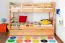 Etagenbett + Ausziehbett für Kinder 90 x 200 cm | Massivholz: Buche | Natur Lackiert | inkl. Stauraum/Ausziehbett | umbaubar in 2 Einzelbetten | inkl. Rollroste Abbildung