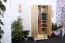 Schmaler Kleiderschrank | 2 Drehtüren | 1 Schublade | 4 Fächer | mit Kleiderstange | 80 cm breit | Massivholz | Farbe: Natur Abbildung