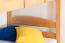 Etagenbett + Ausziehbett für Kinder 90 x 200 cm | Massivholz: Buche | Natur Lackiert | inkl. Stauraum/Ausziehbett | umbaubar in 2 Einzelbetten | inkl. Rollroste Abbildung