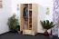 Schmaler Kleiderschrank | 2 Drehtüren | 1 Schublade | 4 Fächer | mit Kleiderstange | 80 cm breit | Massivholz | Farbe: Natur Abbildung