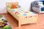 Kinderbett 90 x 200 cm | Massivholz: Kiefer | Natur Lackiert Abbildung