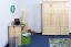 Kleiderschrank | 3 Drehtüren | 4 Schubladen | 4 Fächer | mit Kleiderstange | 154 cm breit | Massivholz | Farbe: Natur Abbildung