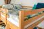 Doppelbett-Hochbett 160 x 200 cm | Massivholz: Buche | Natur Lackiert | umbaubar in Einzelbett | Premium-Qualität | inkl. Rollrost Abbildung