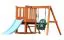 Spielturm Dschungelcamp | 202 x 215 x 116 cm | Zedernholz | mit Kreidetafel, Tisch und Kletterwand | Rutsche | Kleinkindschaukel | bruchfeste Bolzen