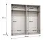 Drehtürenschrank mit zwei Spiegeltüren | Farbe: Walnuss | 2 Meter breit | zwei Kleiderstangen | Griffe: Gold | zwei Fächer | Soft-Close-Funktion
