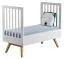 Babybett / Gitterbett Naema 02, Farbe: Weiß / Eiche - Liegefläche: 70 x 140 cm (B x L)