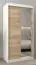 Schiebetürenschrank / Kleiderschrank Bisaurin 1C mit Spiegel, Farbe: Weiß matt / Eiche Sonoma - Abmessungen: 200 x 100 x 62 cm ( H x B x T)