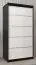 Schiebetürenschrank / Kleiderschrank Jan 01A, Farbe:  Schwarz / Weiß matt - Abmessungen: 200 x 100 x 62 cm ( H x B x T)