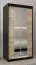Schiebetürenschrank / Kleiderschrank mit Spiegel Tomlis 01A, Farbe: Schwarz / Eiche Sonoma - Abmessungen: 200 x 100 x 62 cm (H x B x T)