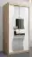 Schiebetürenschrank / Kleiderschrank Robinyera 01 mit Spiegel, Farbe: Eiche Sonoma / Weiß matt - Abmessungen: 200 x 100 x 62 cm ( H x B x T)