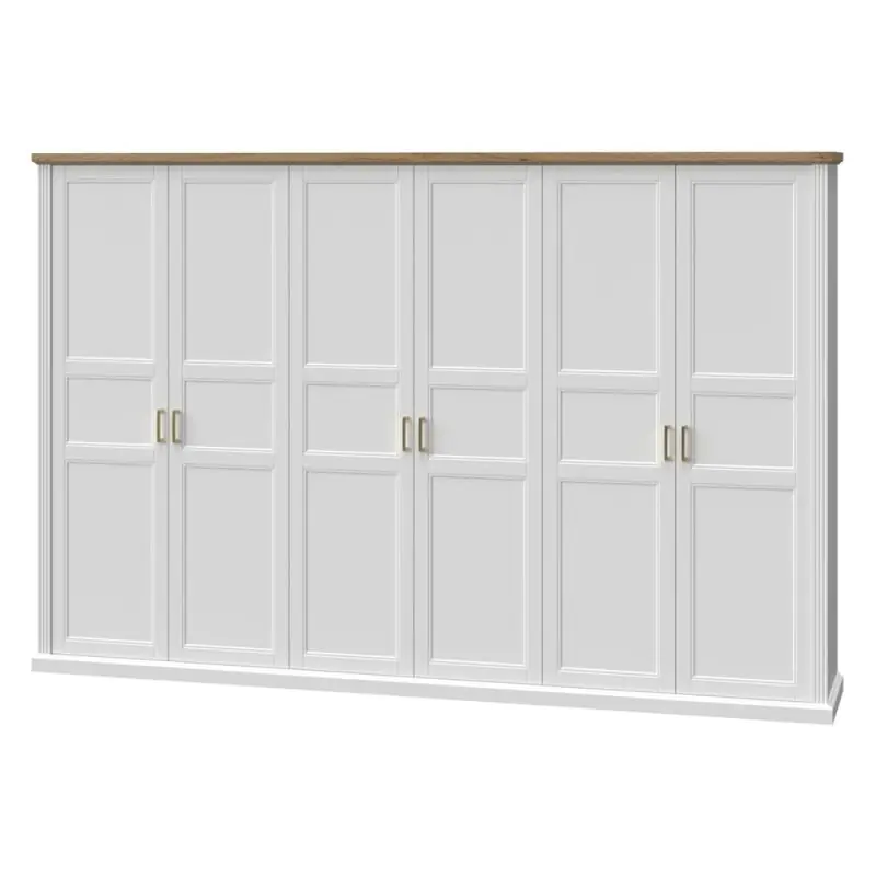 346 cm breiter Kleiderschrank mit 6 Türen | Farbe: Weiß Abbildung