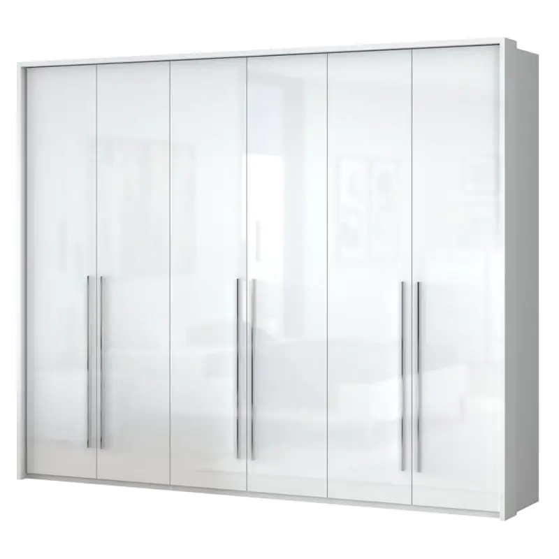 277 cm breiter Kleiderschrank mit 6 Türen | Farbe: Weiß Abbildung