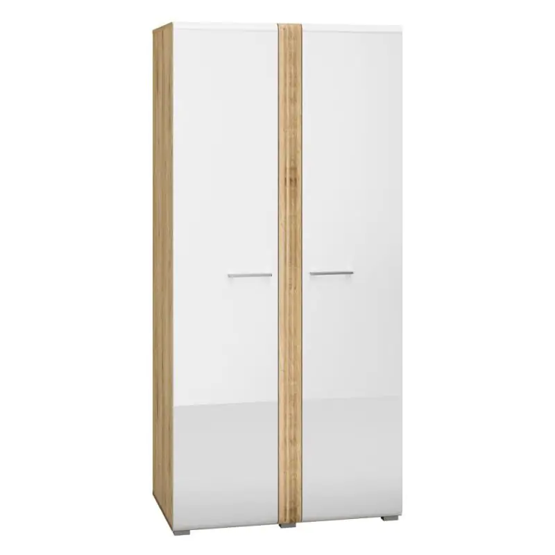 92 cm breiter Kleiderschrank mit 2 Türen | Farbe: Eiche / Weiß Abbildung