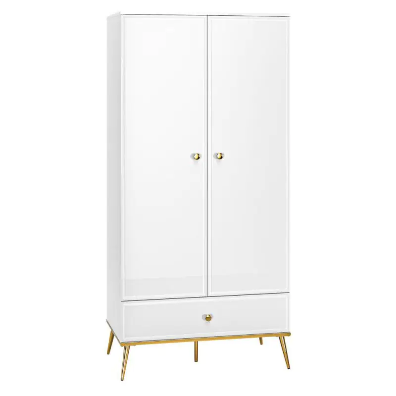 92 cm breiter Kleiderschrank mit 2 Türen | Farbe: Weiß Abbildung