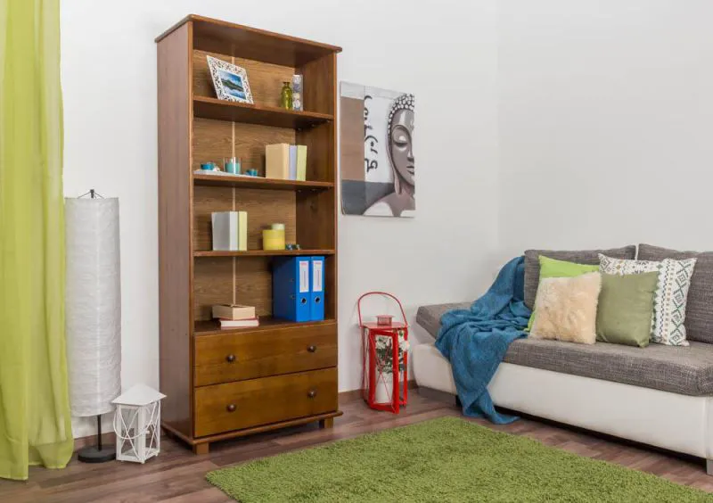 Standregal, 80 cm breit, Kiefer Holz-Massiv, Farbe: Eiche Abbildung