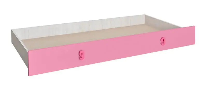 Bettkasten für Bett Luis, Farbe: Eiche Weiß /  Rosa - 80 x 190 cm (B x L)