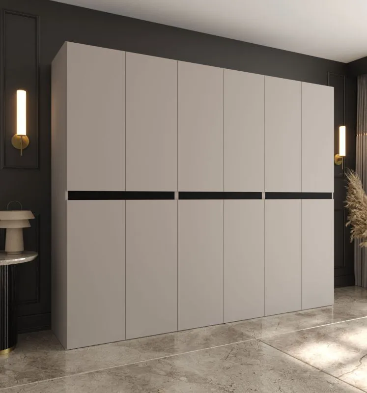 Drehtürenschrank / Kleiderschrank | Kaschmir | 12 Drehtüren | 9 Fächer | 3 Kleiderstangen | 240 x 52 x 203 cm | hochwertig Verarbeitet | Soft-Close Funktion