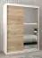 Schiebetürenschrank / Kleiderschrank Bisaurin 3C mit Spiegel, Farbe: Weiß matt / Eiche Sonoma - Abmessungen: 200 x 150 x 62 cm ( H x B x T)