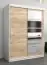 Schiebetürenschrank / Kleiderschrank Aizkorri 03A mit Spiegel, Farbe: Weiß matt / Eiche Sonoma - Abmessungen: 200 x 150 x 62 cm (H x B x T)