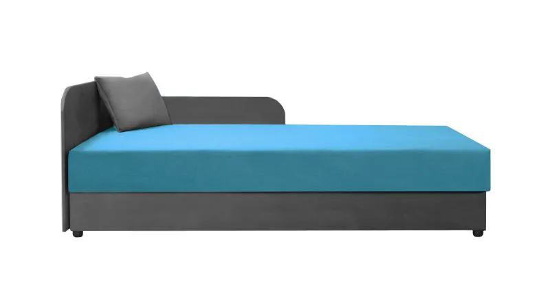 Neutrales Tagesbett / Gästebett mit Polsterung Lobatos 103, Farbe: Grau / Blau, mit genügend Stauraum, Kopfteil links, Liegefläche: 80 x 195 cm, Sofa-Bett