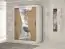 Schiebetürenschrank / Kleiderschrank Naranco 03 mit Spiegel, Farbe: Weiß matt / Eiche Sonoma - Abmessungen: 200 x 150 x 62 cm ( H x B x T)