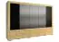 303 cm breiter Kleiderschrank mit 5 Türen, 16 Fächern und 6 Schubladen | teilmassiv | Farbe: Eiche / Schwarz | Tiefe: 61 cm Abbildung