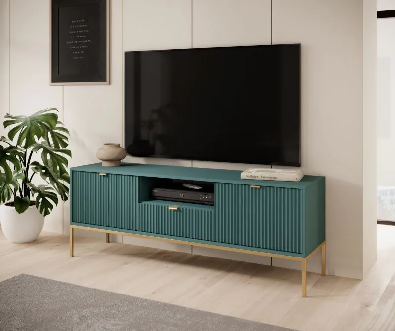 TV-Unterschrank mit genügend Stauraum Worthing 12, Farbe: Türkis / Gold - Abmessungen: 56 x 154 x 39 cm (H x B x T)