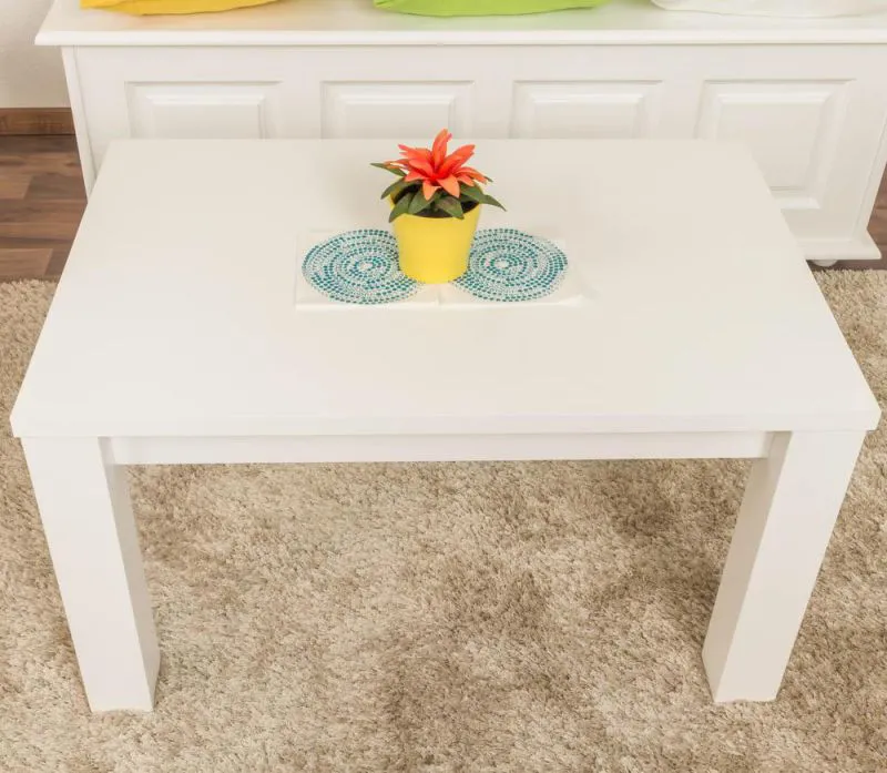 Sofatisch Kaffeetisch Couchtisch Kiefer Massivholz Weiß 50x90x60 cm Abbildung