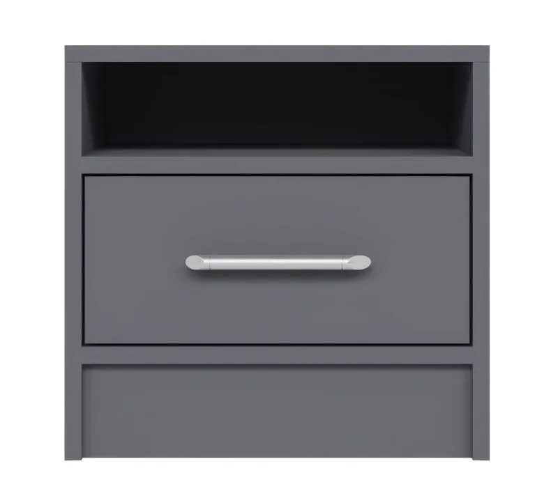 Nachtkommode mit einer Schublade Hannut 51, Farbe: Anthrazit - Abmessungen: 40 x 40 x 35 cm (H x B x T)