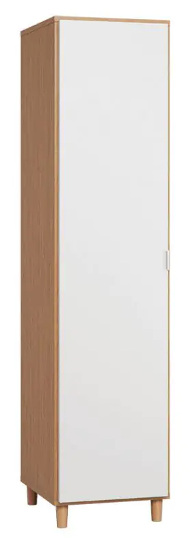 Schmaler 47 cm breiter Kleiderschrank mit 1 Tür | Farbe: Eiche / Weiß Abbildung