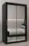 Schiebetürenschrank / Kleiderschrank Bisaurin 2D mit Spiegel, Farbe: Schwarz - Abmessungen: 200 x 120 x 62 cm ( H x B x T)