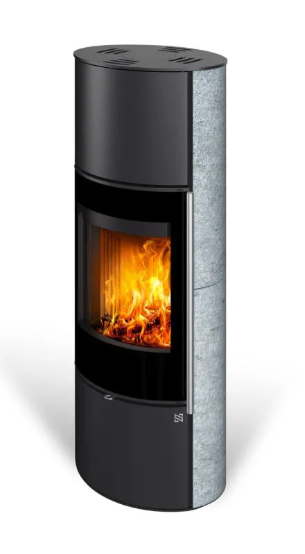 Kaminofen VERDAL H 20 | Außengehäuse aus Naturstein | Holzkamin| aus Stahl | kompaktes und elegantes Design | Edelstahlgriff | 5,1 kW