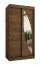 Schiebetürenschrank / Kleiderschrank | Farbe: Walnuss | 1 Meter breit | fünf Fächer | eine Spiegeltür | zwei Kleiderstangen | Aluminiumschienen