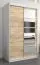 Schiebetürenschrank / Kleiderschrank Aizkorri 02A mit Spiegel, Farbe: Weiß matt / Eiche Sonoma - Abmessungen: 200 x 120 x 62 cm (H x B x T)