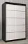 120 cm breiter Schiebetürenschrank mit 2 Türen | 5 Fächer | 2 Kleiderstangen | Farbe: Weiß / Schwarz Abbildung
