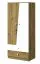Schmaler 80 cm breiter Kleiderschrank mit 2 Türen, 4 Fächern und 2 Schubladen | Farbe: Eiche | Tiefe: 50 cm Abbildung