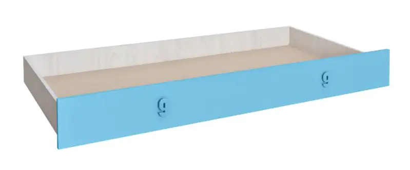 Bettkasten für Bett Luis, Farbe: Eiche Weiß /  Blau - 80 x 190 cm (B x L)